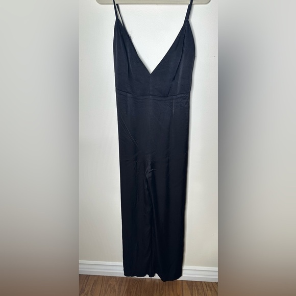 Fame and Partners Benton Jumpsuit Black Satin Size 14 - Picture 1 of 10